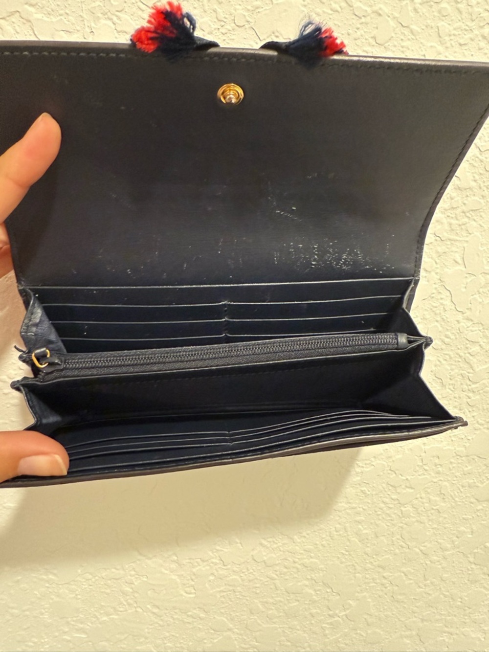 Gucci Red and Navy Ribbon Continental Wallet